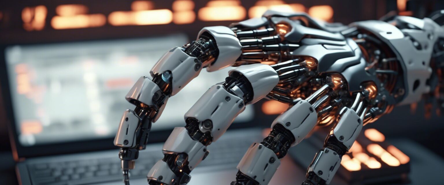 Robotic hand interacting with technology