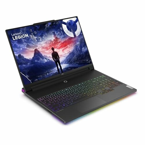 Lenovo Legion gaming laptop with backlit keyboard and scenic screen display
