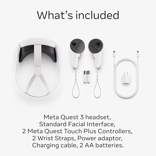 Meta Quest 3 headset and included accessories.