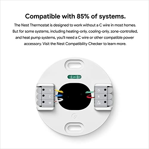 Nest Thermostat wiring base with compatibility information.